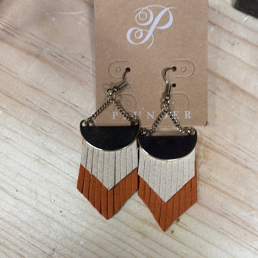 Black and Orange Fringe Earrings